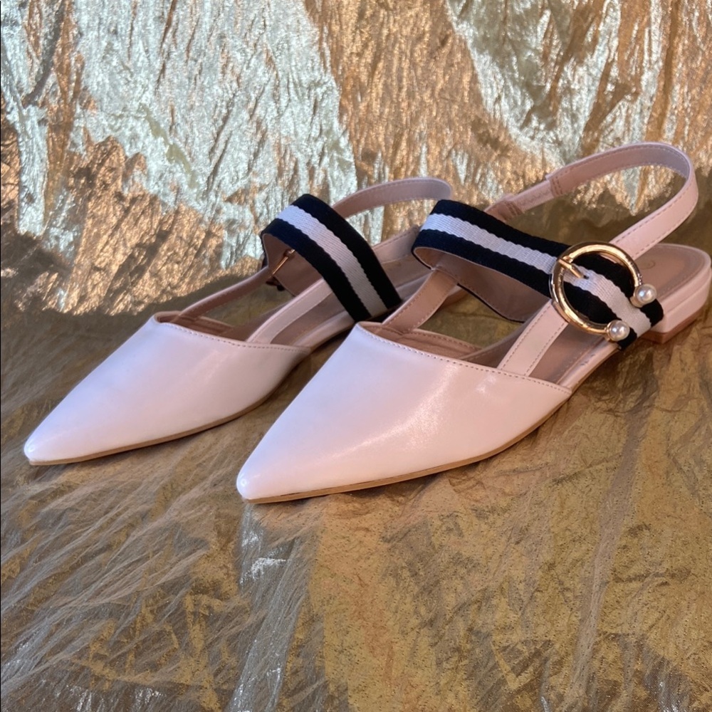 Allegra K cream colored Slingback Flats